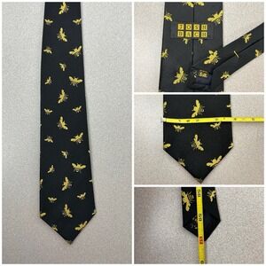 Josh Bach Men's Bumble Bees Tie Silk Necktie Black, Made in USA 60"
